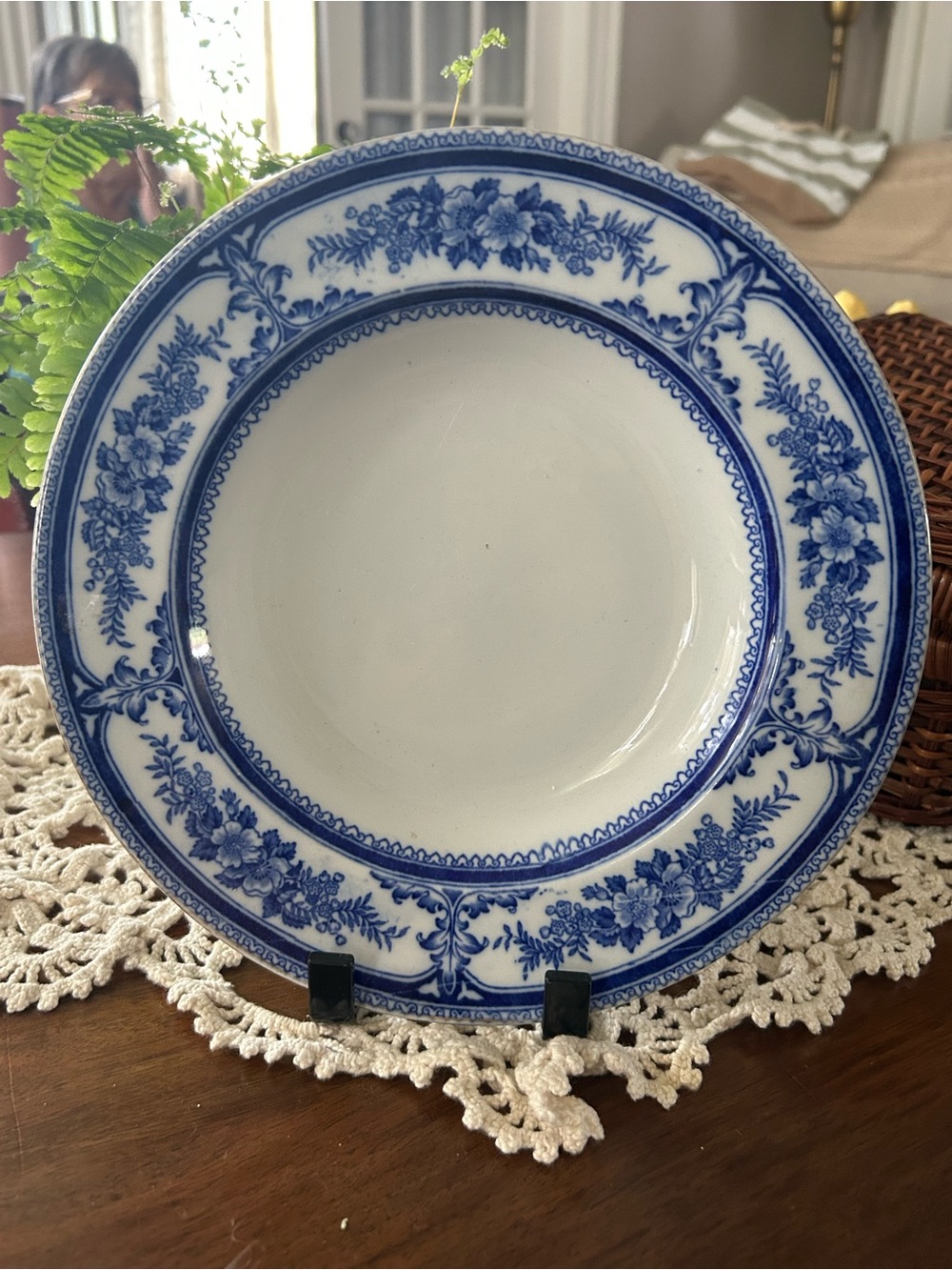 Woods & Sons Lorraine Blue 9” Dish Plate England Semi Porcelain